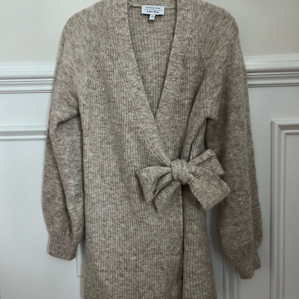 And Other Stories Taupe Knit Wrap Sweater